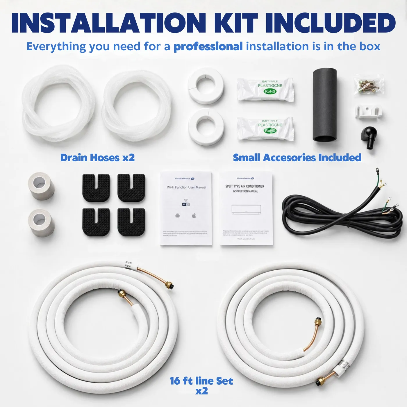 Installation kit included in the box