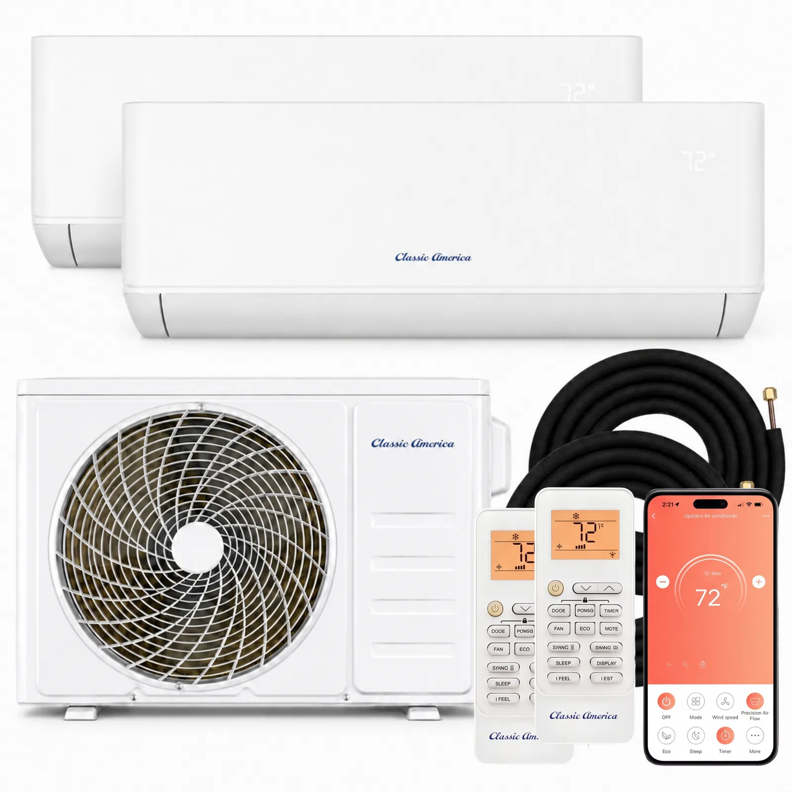 DUET Series: one outdoor unit, two 9,000 BTU indoor units