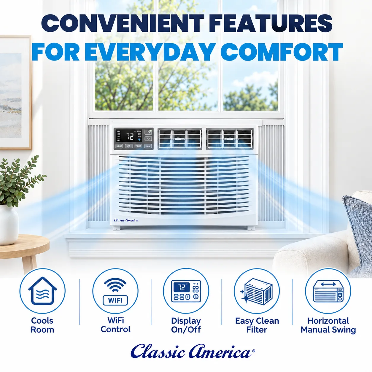 Detail frame of a window air conditioner