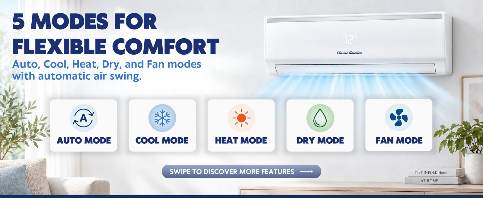 Five modes for flexible comfort